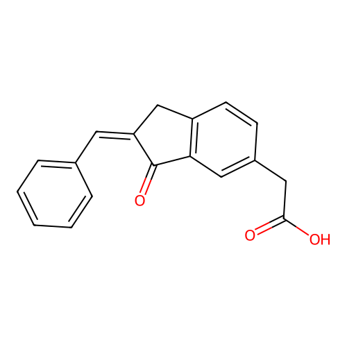 5-Indanacetic acid, 2-benzylidene-3-oxo- structure
