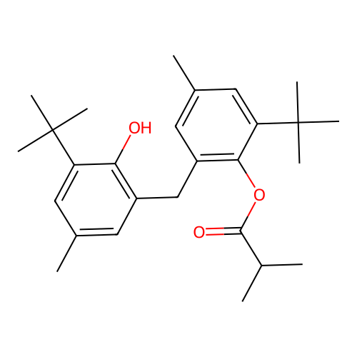 2-Isobutyroyloxy-3,3'-ditert-butyl-5,5'-dimethyl-2'-hydroxy-diphenylmethane structure