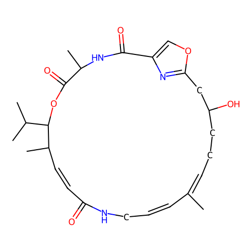 (4R,7R,8R,9E,14E,16E,20S)-20-Hydroxy-7-isopropyl-4,8,16-trimethyl-6,23-dioxa-3,12,25-triazabicyclo[20.2.1]pentacosa-1(24),9,14,16,22(25)-pentaene-2,5,11-trione structure