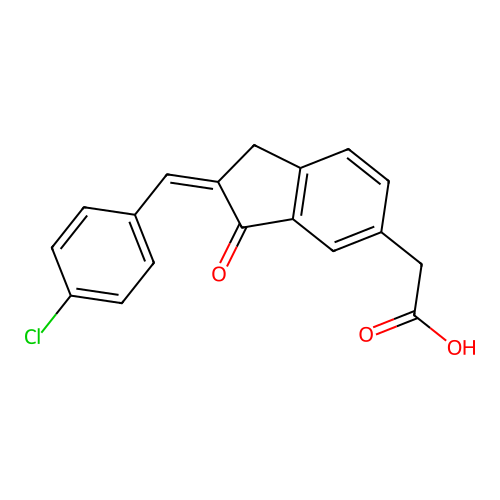 5-Indanacetic acid, 2-(p-chlorobenzylidene)-3-oxo- structure