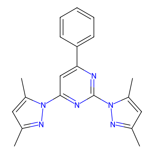 2,4-bis(3,5-dimethyl-1H-pyrazol-1-yl)-6-phenylpyrimidine structure