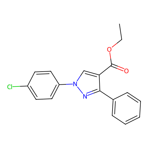 ethyl 1-(4-chlorophenyl)-3-phenyl-1H-pyrazole-4-carboxylate structure