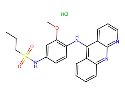 1-Propanesulfonanilide, 4'-(benzo(b)(1,8)naphthyridin-5-ylamino)-3'-methoxy-, hydrochloride structure