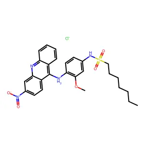1-Heptanesulfonanilide, 3'-methoxy-4'-(3-nitro-9-acridinylamino)-, hydrochloride structure