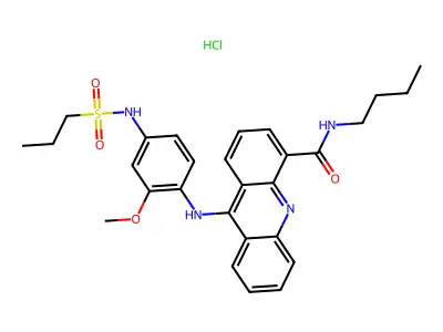 1-Propanesulfonanilide, 4'-(4-butylcarbamoyl-9-acridinylamino)-3'-methoxy-, hydrochloride structure
