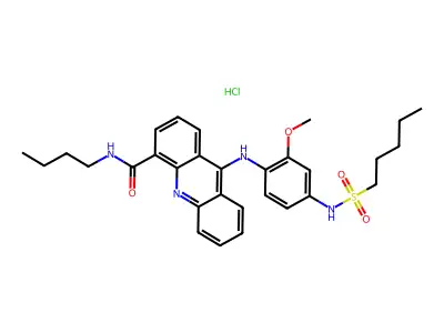 1-Pentanesulfonanilide, 4'-(4-butylcarbamoyl-9-acridinylamino)-3'-methoxy-, hydrochloride, hydrate structure