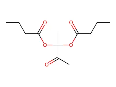 Butanoic acid, 1,1'-(1-methyl-2-oxopropylidene) ester structure