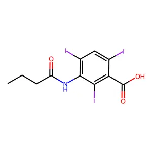 Benzoic acid, 3-butyramido-2,4,6-triiodo- structure