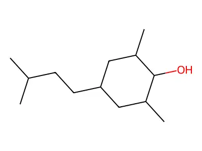 trans-(2R,6R)-2,6-dimethyl-4-(3-methylbutyl)cyclohexan-1-ol structure
