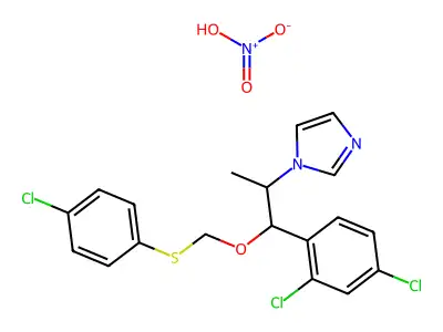 1-(beta-(p-Chlorphenylthiomethoxy)-2,4-dichlorphenaethyl-alpha-methyl)-imidazol-nitrat structure