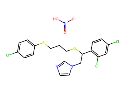 1H-Imidazole, 1-(2-((3-((4-chlorophenyl)thio)propyl)thio)-2-(2,4-dichlorophenyl)ethyl)-, mononitrate structure