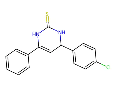 4-(4-chlorophenyl)-6-phenyl-3,4-dihydropyrimidine-2(1H)-thione structure