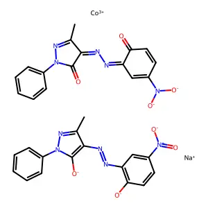 Cobaltate(1-), bis(2,4-dihydro-4-((2-hydroxy-5-nitrophenyl)azo)-5-methyl-2-phenyl-3H-pyrazol-3-onato(2-))-, sodium structure