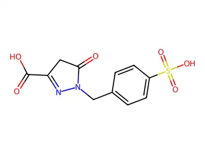 4,5-Dihydro-5-oxo-1-((4-sulphophenyl)methyl)-1H-pyrazole-3-carboxylic acid structure