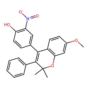 4-(7-Methoxy-2,2-dimethyl-3-phenyl-2H-1-benzopyran-4-yl)-2-nitrophenol structure