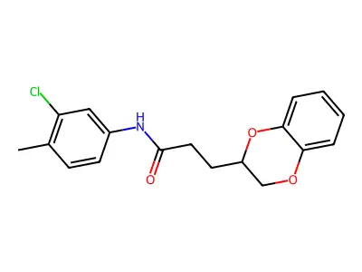 N-(3-chloro-4-methylphenyl)-3-(2,3-dihydro-1,4-benzodioxin-3-yl)propanamide structure