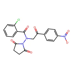 2-chloro-N-(2,5-dioxopyrrolidin-1-yl)-N-[2-(4-nitrophenyl)-2-oxoethyl]benzamide structure