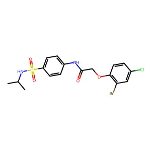 2-(2-bromo-4-chlorophenoxy)-N-{4-[(isopropylamino)sulfonyl]phenyl}acetamide structure
