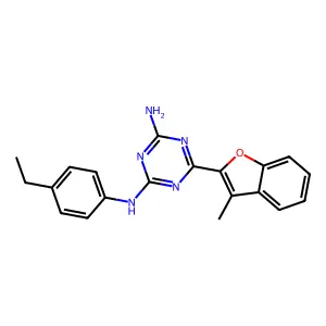 N-(4-ethylphenyl)-6-(3-methyl-1-benzofuran-2-yl)-1,3,5-triazine-2,4-diamine structure