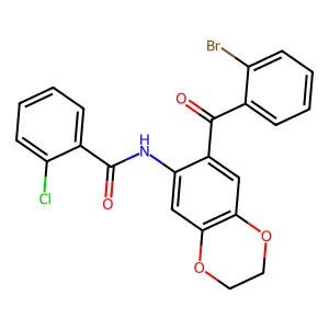 N-[7-(2-bromobenzoyl)-2,3-dihydro-1,4-benzodioxin-6-yl]-2-chlorobenzamide structure