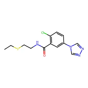 2-chloro-N-(2-ethylsulfanylethyl)-5-(1,2,4-triazol-4-yl)benzamide structure