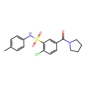 2-chloro-N-(4-methylphenyl)-5-(pyrrolidine-1-carbonyl)benzenesulfonamide structure