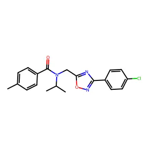N-[[3-(4-chlorophenyl)-1,2,4-oxadiazol-5-yl]methyl]-4-methyl-N-propan-2-ylbenzamide structure