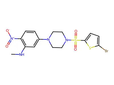 5-[4-(5-bromothiophen-2-yl)sulfonylpiperazin-1-yl]-N-methyl-2-nitroaniline structure