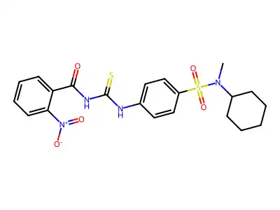 N-[[4-[cyclohexyl(methyl)sulfamoyl]phenyl]carbamothioyl]-2-nitrobenzamide structure