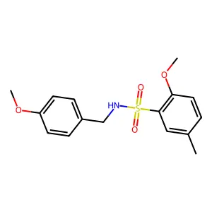 2-methoxy-N-[(4-methoxyphenyl)methyl]-5-methylbenzenesulfonamide structure