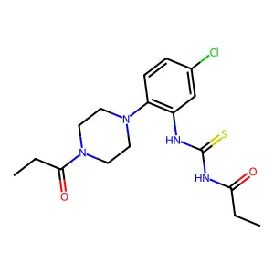 N-[[5-chloro-2-(4-propanoylpiperazin-1-yl)phenyl]carbamothioyl]propanamide structure