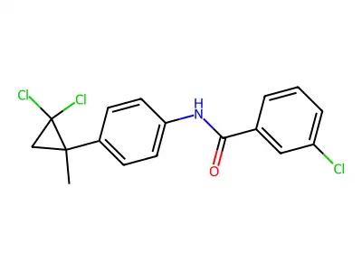 3-chloro-N-[4-(2,2-dichloro-1-methylcyclopropyl)phenyl]benzamide structure