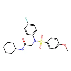 N-cyclohexyl-2-(4-fluoro-N-(4-methoxyphenyl)sulfonylanilino)acetamide structure