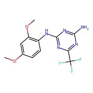 N-(2,4-dimethoxyphenyl)-6-(trifluoromethyl)-1,3,5-triazine-2,4-diamine structure