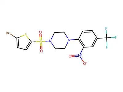 1-(5-Bromothiophen-2-yl)sulfonyl-4-[2-nitro-4-(trifluoromethyl)phenyl]piperazine structure