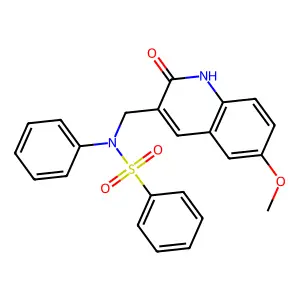 N-[(6-methoxy-2-oxo-1H-quinolin-3-yl)methyl]-N-phenylbenzenesulfonamide structure