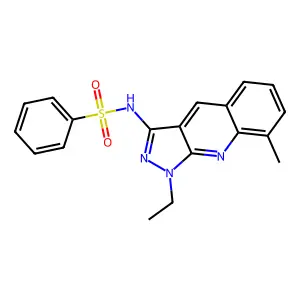 N-(1-ethyl-8-methyl-1H-pyrazolo[3,4-b]quinolin-3-yl)benzenesulfonamide structure