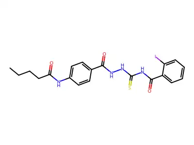 2-iodo-N-[[[4-(pentanoylamino)benzoyl]amino]carbamothioyl]benzamide structure
