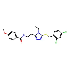 N-(2-{5-[(2,4-dichlorobenzyl)sulfanyl]-4-ethyl-4H-1,2,4-triazol-3-yl}ethyl)-4-methoxybenzamide structure