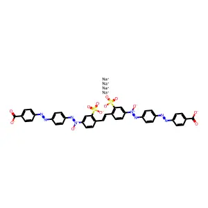 Benzoic acid, 4,4'-[1,2-ethenediylbis[(3-sulfo-4,1-phenylene)-ONN-azoxy-4,1-phenyleneazo]]bis-, tetrasodium salt structure