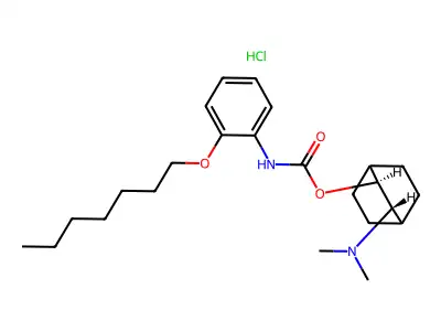 Carbamic acid, (2-(heptyloxy)phenyl)-, 3-(dimethylamino)bicyclo(2.2.2)oct-2-yl ester, monohydrochloride, trans- structure