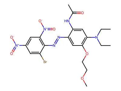 Acetamide, N-(2-((2-bromo-4,6-dinitrophenyl)azo)-5-(diethylamino)-4-(2-methoxyethoxy)phenyl)- structure