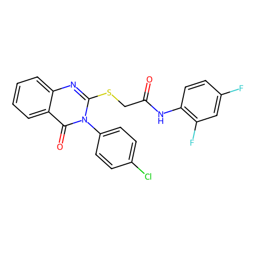 2-[3-(4-chlorophenyl)-4-oxo-quinazolin-2-yl]sulfanyl-N-(2,4-difluorophenyl)acetamide structure