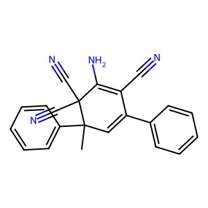 2-Amino-6-methyl-4,6-diphenyl-2,4-cyclohexadiene-1,1,3-tricarbonitrile structure