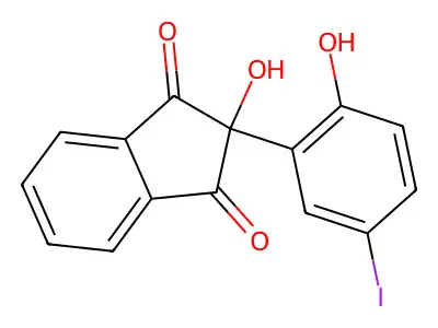 1H-Indene-1,3(2H)-dione, 2-hydroxy-2-(2-hydroxy-5-iodophenyl)- structure