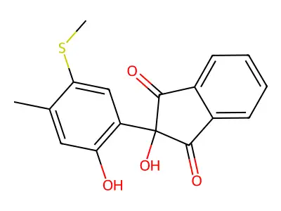 1H-Indene-1,3(2H)-dione, 2-hydroxy-2-(2-hydroxy-4-methyl-5-(methylthio)phenyl)- structure