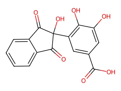 Benzoic acid, 3-(2,3-dihydro-2-hydroxy-1,3-dioxo-1H-inden-2-yl)-4,5-dihydroxy- structure
