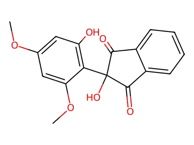 1H-Indene-1,3(2H)-dione, 2-hydroxy-2-(2-hydroxy-4,6-dimethoxyphenyl)- structure