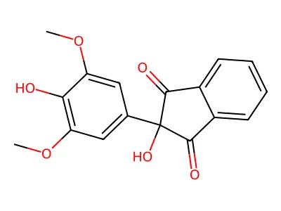 1H-Indene-1,3(2H)-dione, 2-hydroxy-2-(4-hydroxy-3,5-dimethoxyphenyl)- structure
