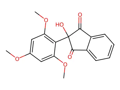 1H-Indene-1,3(2H)-dione, 2-hydroxy-2-(2,4,6-trimethoxyphenyl)- structure